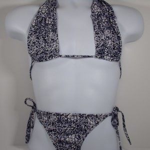 NWT Euro Swim-Wear Blue & White Paisley Bikini Sm